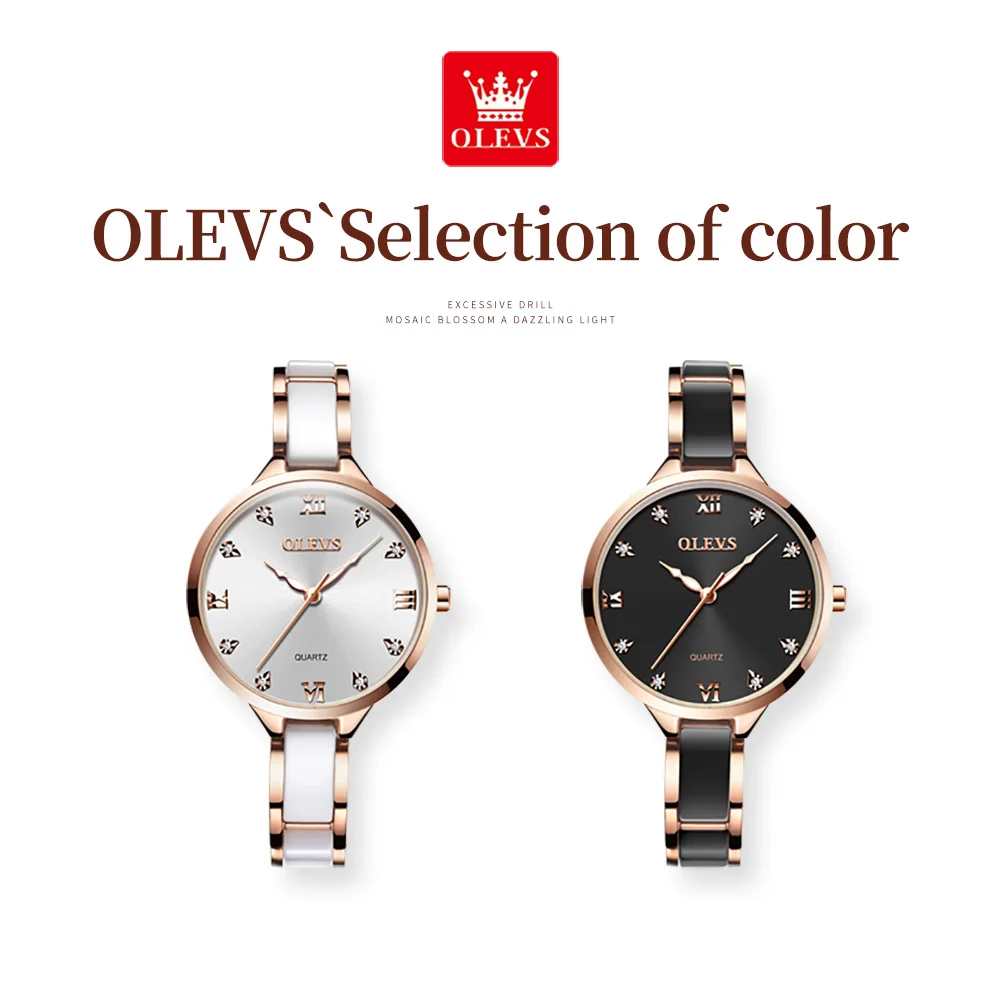 OLEVS Watch Women Fashion Ceramics Simple Watch Luxury Waterproof Business Wristwatch light cozy For Women Watch Girlfriend gift