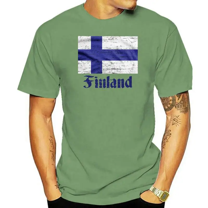 

Finland Distressed Country Flag - Suomi Finnish Pirde Mens T-shirt