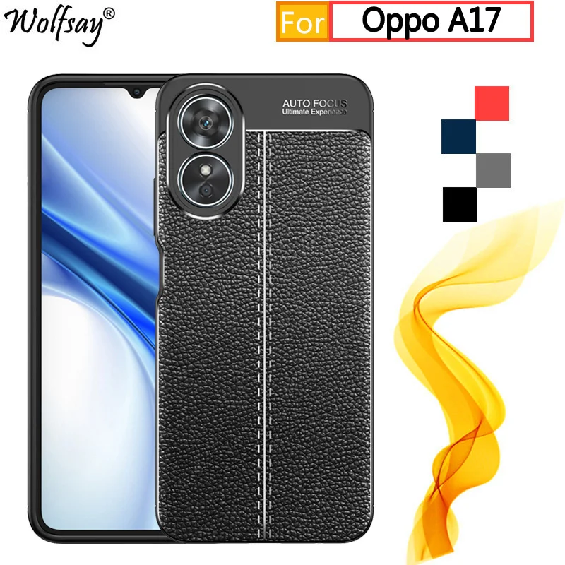 

Для Oppo A17 чехол для Oppo A17 бампер противоударные корпуса кожаный мягкий силиконовый задний чехол для Oppo A17 CPH2477 чехол 6,56 дюйма