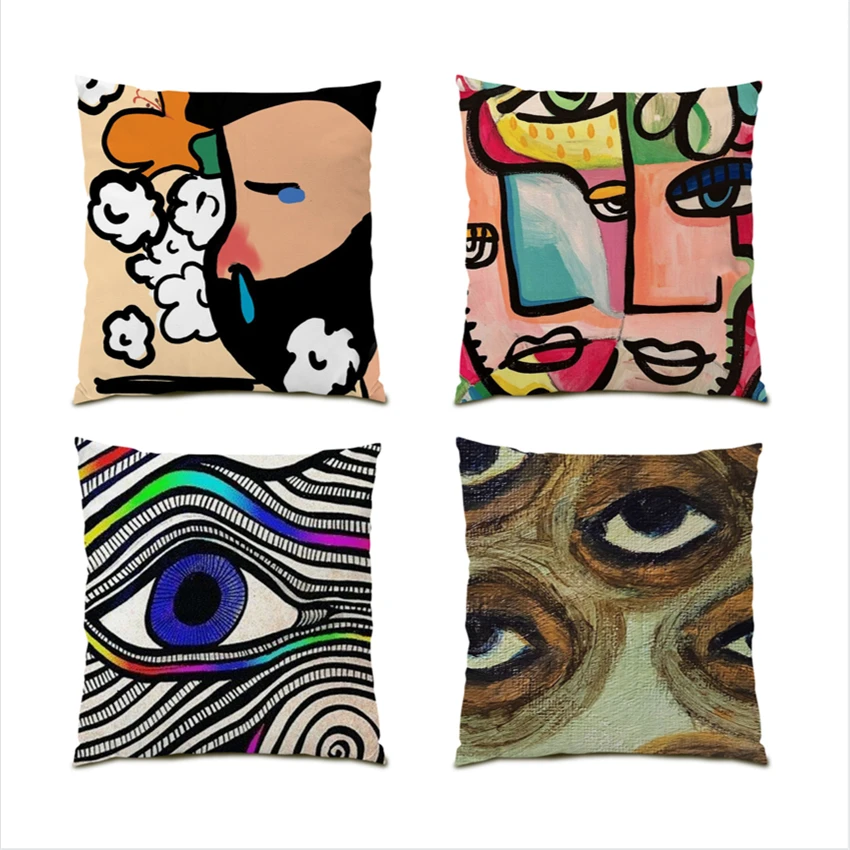 

Decoration Home Decor Polyester Linen Decorative Pillows Printing Living Room Pillow Cases 45x45cm Velvet Cushions Cover E0335