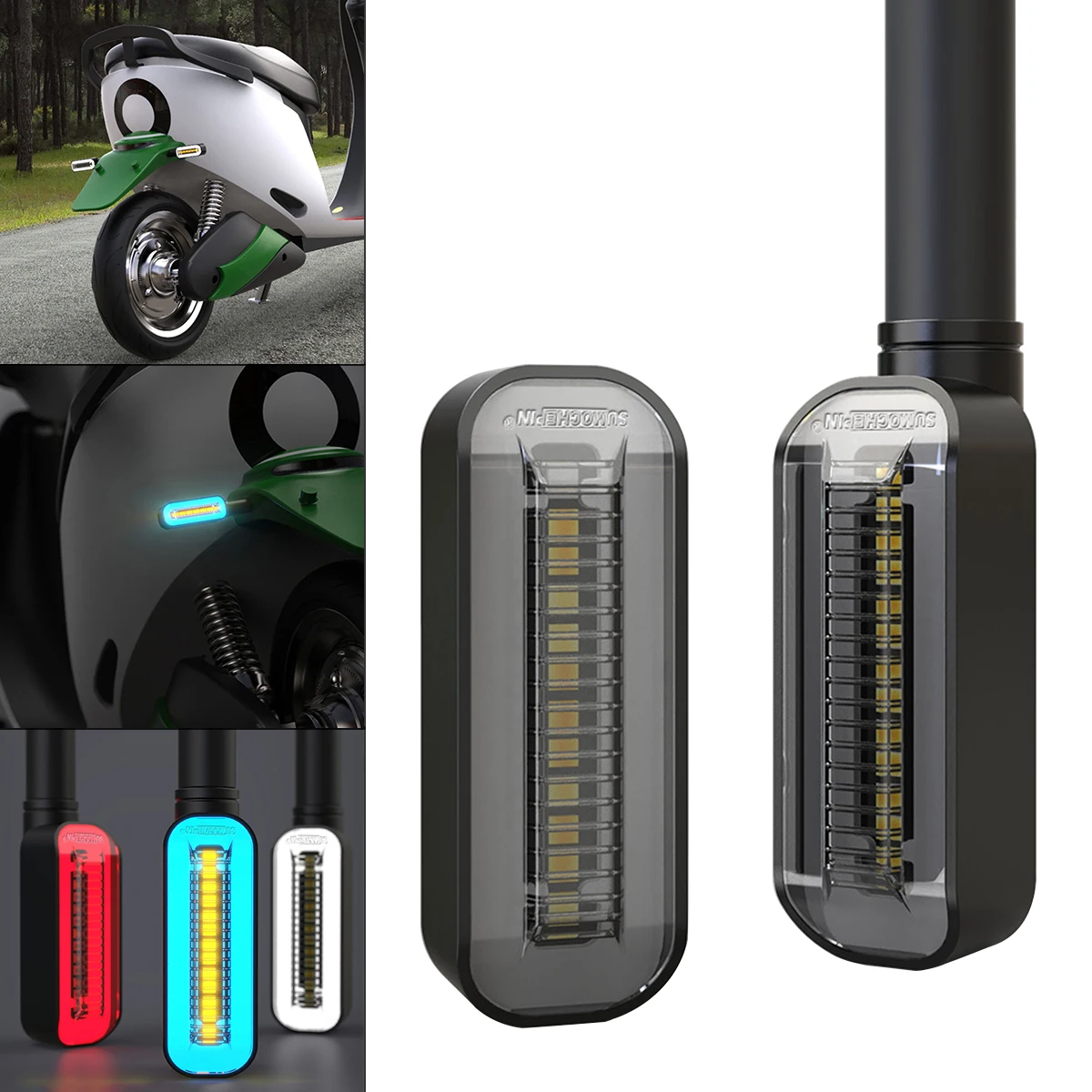 

Universal Motorcycle Turn Signals Lights Flowing Water Flasher 2 In 1 Blinker Tail Lamp