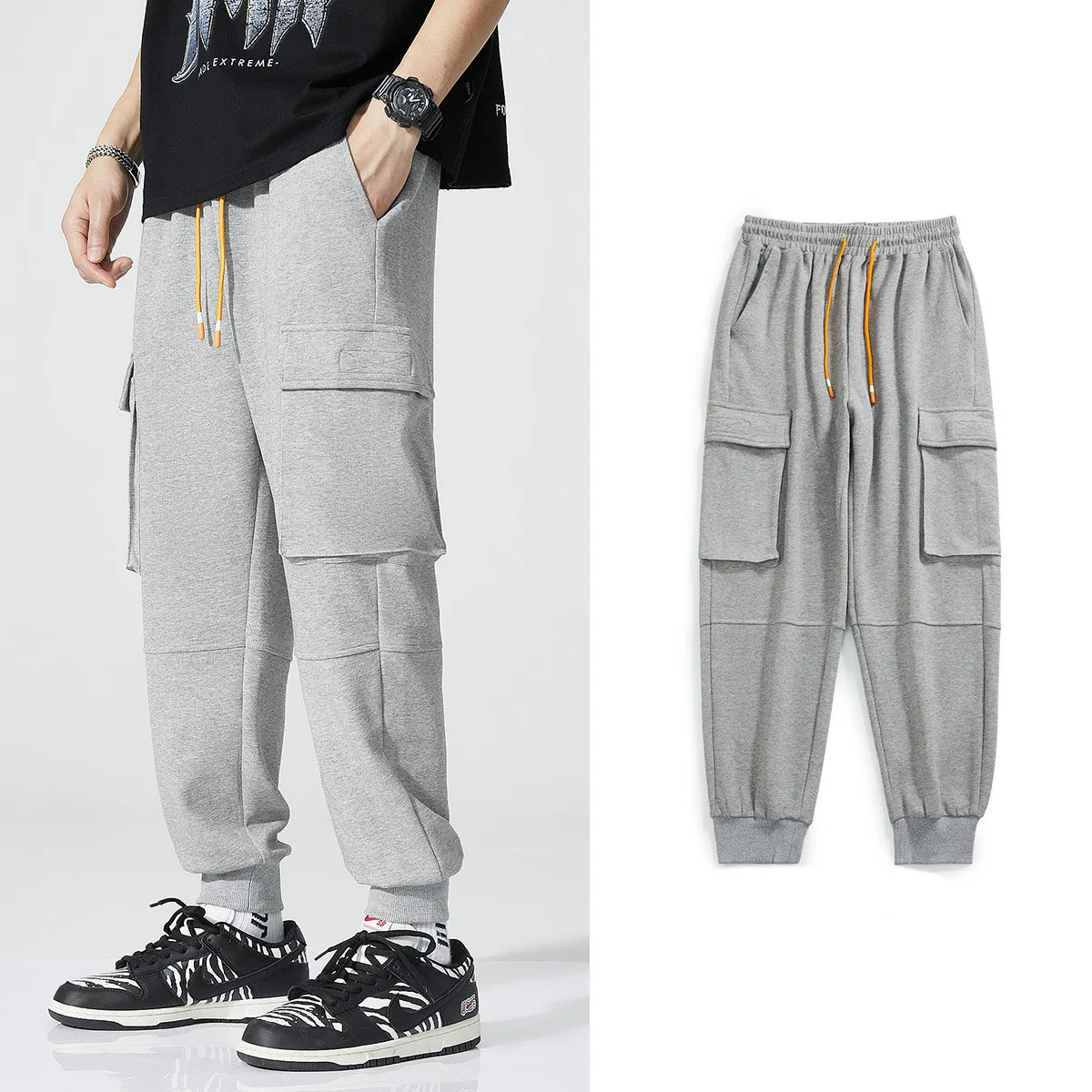 

Men's Cargo Pants Multi-pocket Loose Casual Nine Sweatpants Tide Hip Hop Male Clothes Bottoms XXXXL