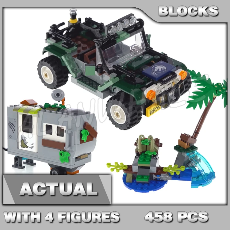 458 шт. мир Юрского периода охота за сокровищами Baryonyx Offroader 11335 модель строительные
