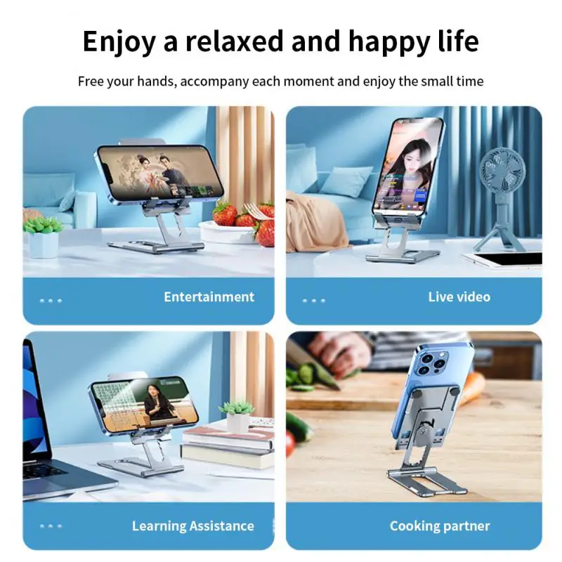 RYRA Aluminum Alloy Universal Desktop Bracket For IPad Phone Within 4-12.9inch 7th gear Height Adjustable Foldable Stand Holder