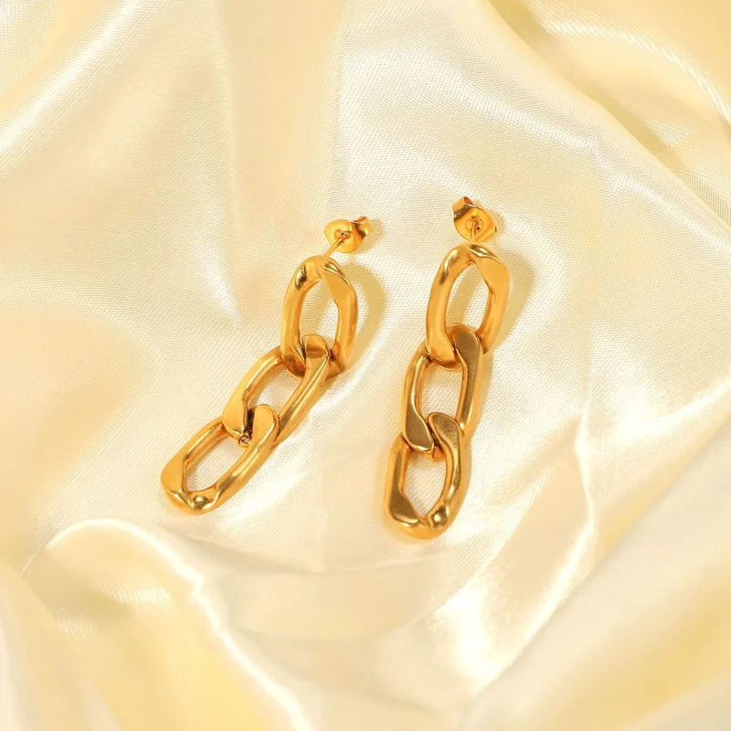 

Minar Cool Hollow Chunky Cuban Chain Earring for Women Femme Stainless Steel Gold Hanging Drop Earrings Statement Jewelry 2022