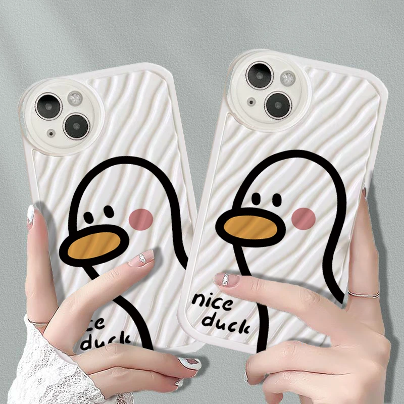 

Water Ripple Lovely Duck Phone Case For iPhone 14 13 12 11 Pro Max Mini XS Max X XR 7 8 Plus SE2 SE3 Protection Back Cover