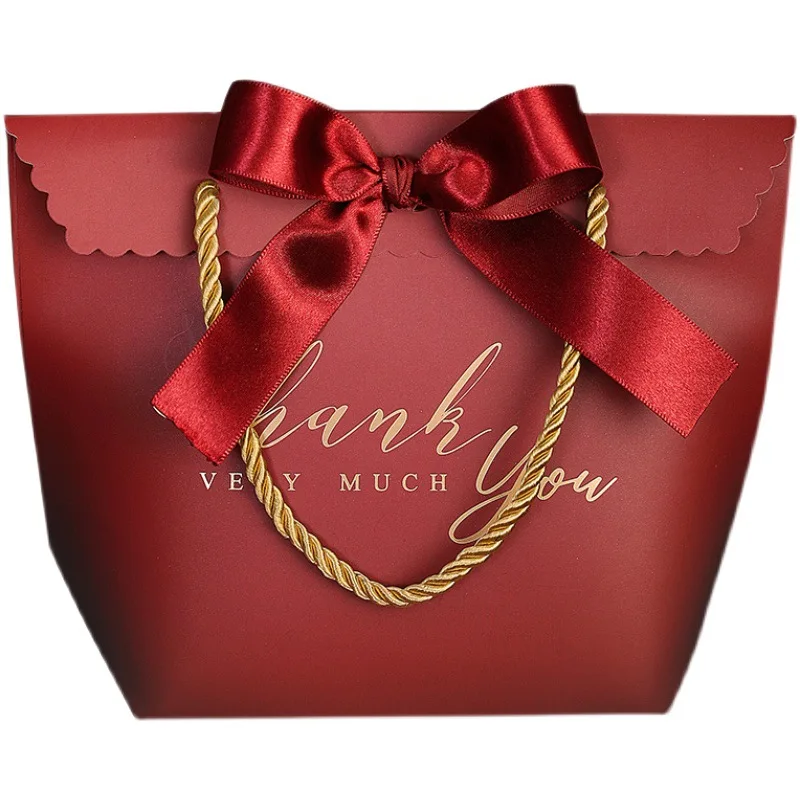 

Custom Custom Logo Wedding Favors Chocolate Party Supplies Giveaway Storage Candy Box Bowknot Wedding Gift Paper Packaging Bags