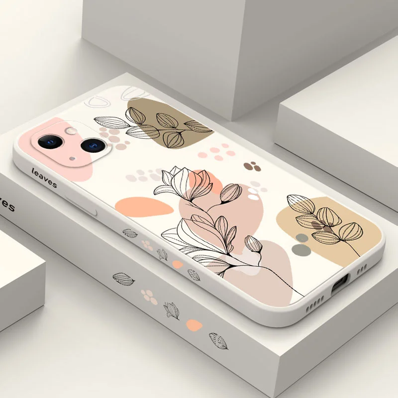 

Abstract Plants Phone Case For iPhone 14 13 12 11 Pro Max Mini X XR XS MAX SE2020 8 7 Plus 6 6S Plus Cover