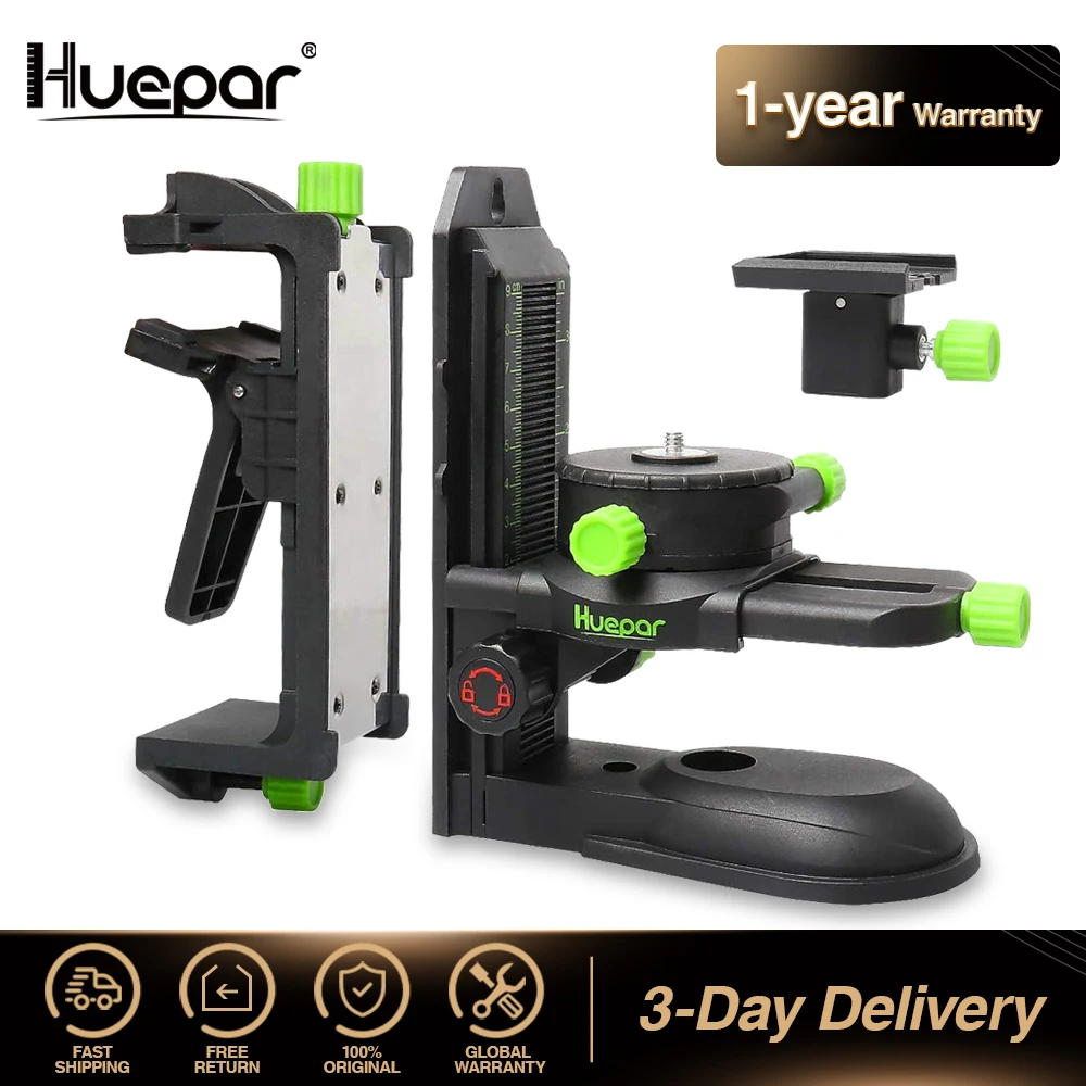 Huepar Fine-tuning Bracket Laser Nível Adaptador Multifuncional Magnético Base de Giro com Clipe Ajustável 360 ° Ferramenta Ajustável Peças e acessórios p/ instrumentos