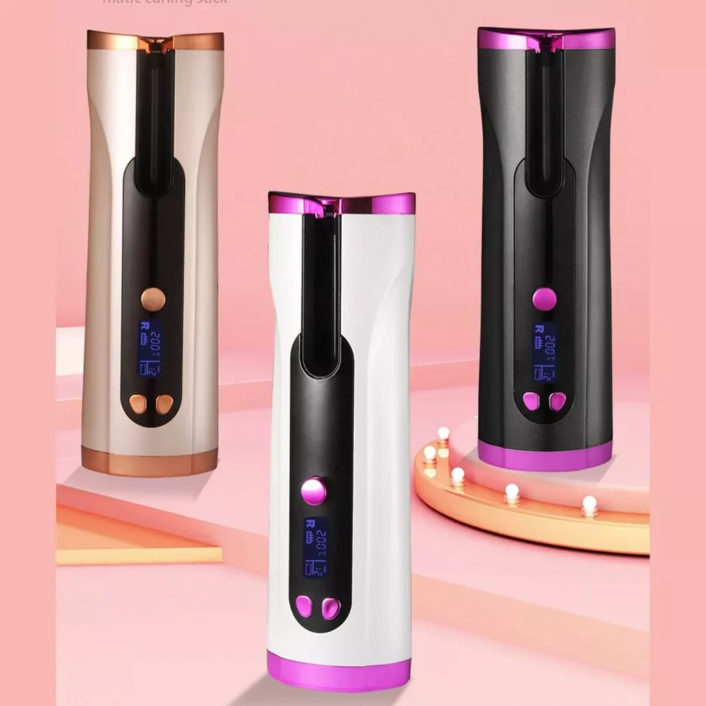 New in Automatic Rotating Hair Curler USB Rechargeable Curling Iron LED Display Temperature Adjustable Wave Styer Air Curler fre
