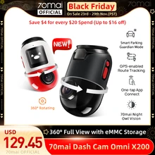 70mai Dash Cam Omni X200 360° Full View Built-in GPS ADAS 70mai Car DVR X200 Camera 24H Parking Monitor eMMC Storage AI Motion