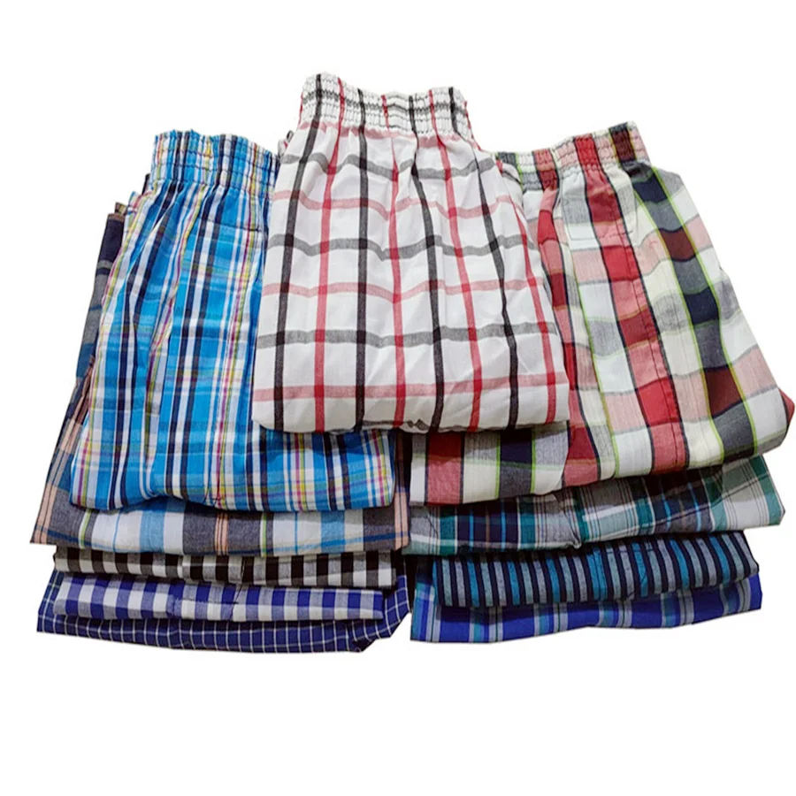 

5pcs/Lot Bi Size Underwear Men Boxer Sorts Male Men's Family Panties Plaid Underpants Man Cotton Woven Boxers For Men ift