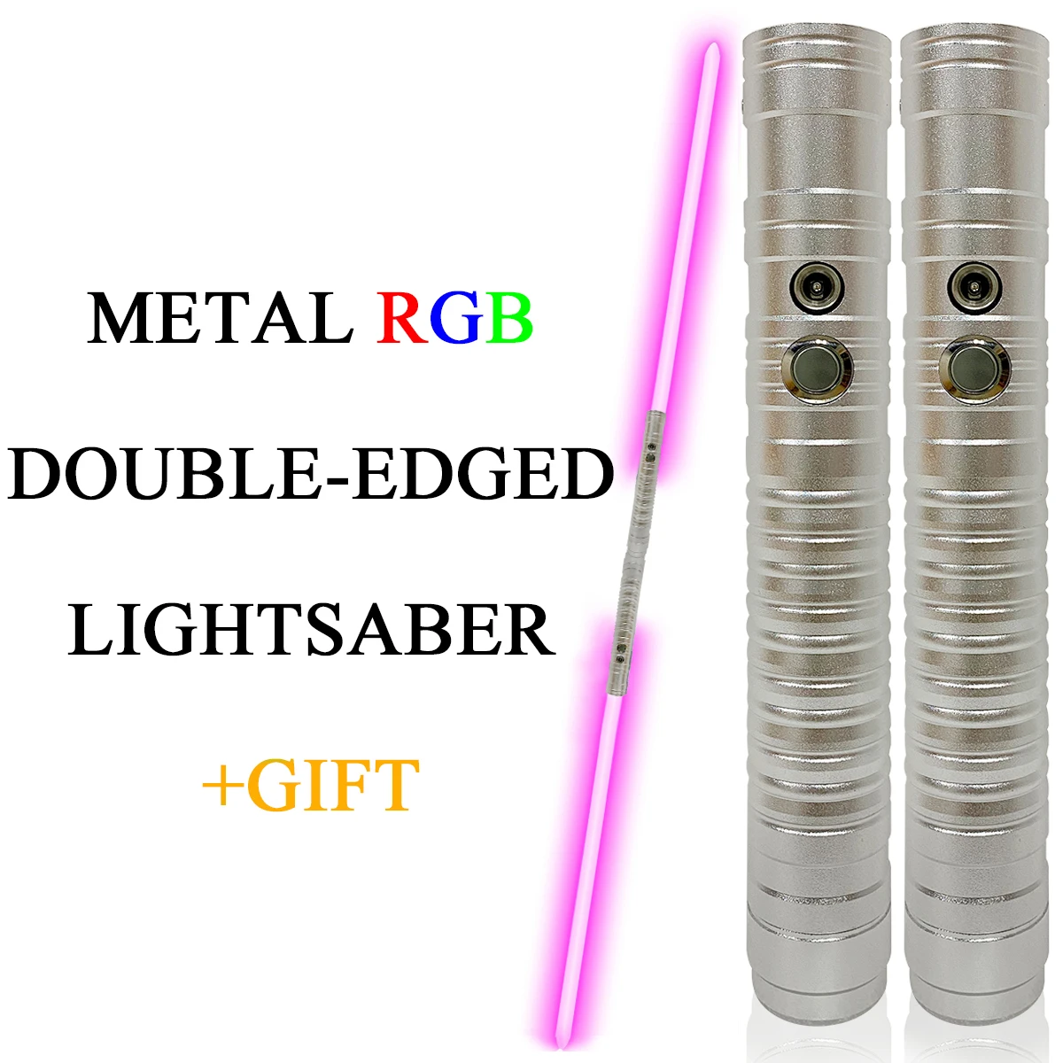 

Лазерный меч с двойными краями, меняющий цвет RGB светильник световой меч два в одном, переключаемый светильник вой меч, металлическая ручка, ...