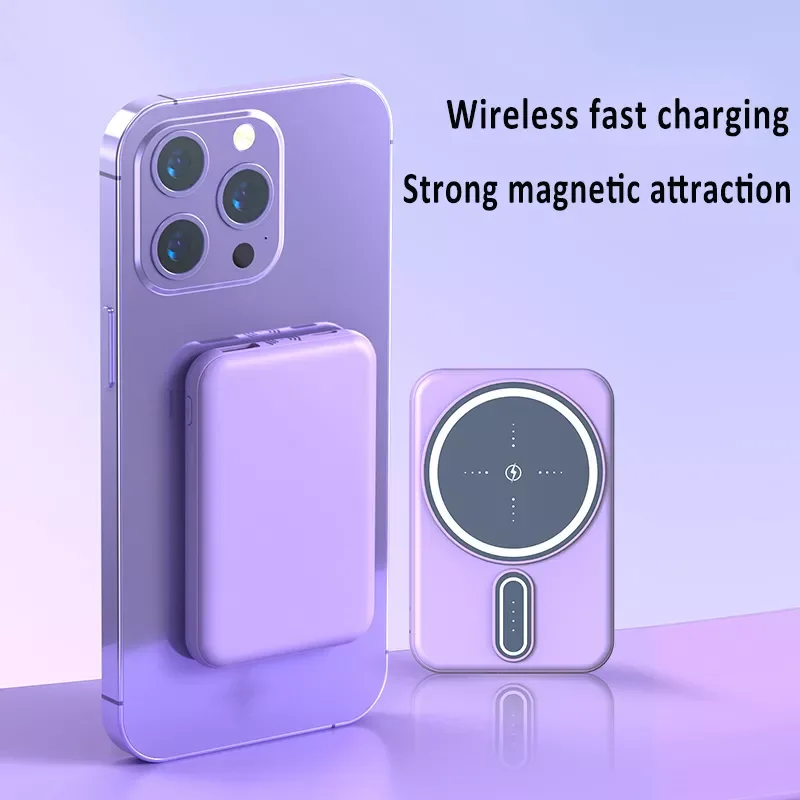 

Free Shipping for iPhone Power Bank Mini Portable High Capacity Charger Wireless Fast Charging External Battery Pack