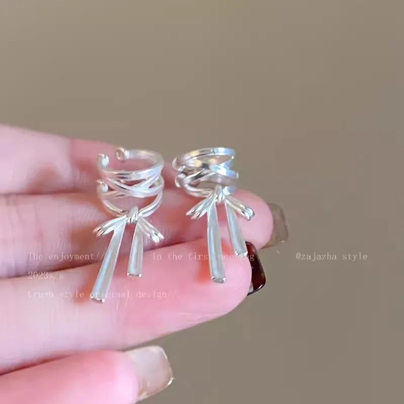 KADRUFI серьги-каффы с бантиком для балета девушки без пирсинга женские корейские