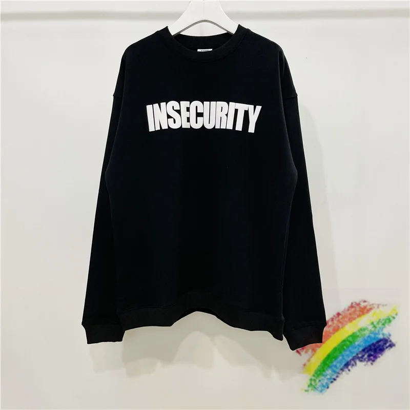 

Oversize VETEMENTS INSECURITY Sweatshirt Men Women 1:1 High Quality Foam Print Vetements Hoodie VTM Back Collar Embroidered