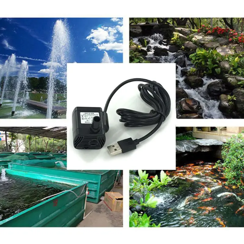 Мини-погружной насос небольшой фонтанный (200 л/ч) для водных объектов аквариума