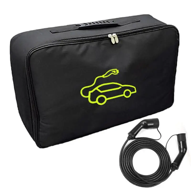 

EV Charging Jumper Cables Storage Bag Heavy Duty Oxford Cloth Car Hoses Storage Waterproof Fire Retardant EV Organizer For