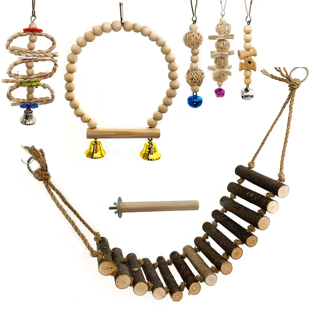 7 шт. легкая установка аксессуары для птичьей клетки набор игрушек из