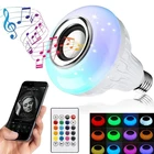 Лампочка меняющая цвет музыки RGB E27, 12 Вт, колонка с Bluetooth, разноцветная декоративная лампочка с пультом дистанционного управления вечерние, дома