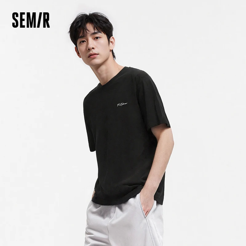 Фото Мужская футболка Semir 2026: Новинка лета, с буквенным принтом, охлаждающая, свободного кроя, с круглым вырезом, комфортная для повседневной носки, повседневный топ №3
