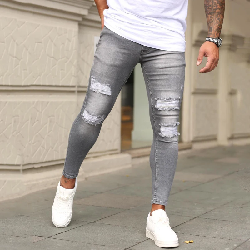 Sexy Ripped Jeans Men Slim Long Pencil Pants Spring Hole Men Fashion Thin Skinny Jeans Male Hip-hop Trousers Clothes Clothing