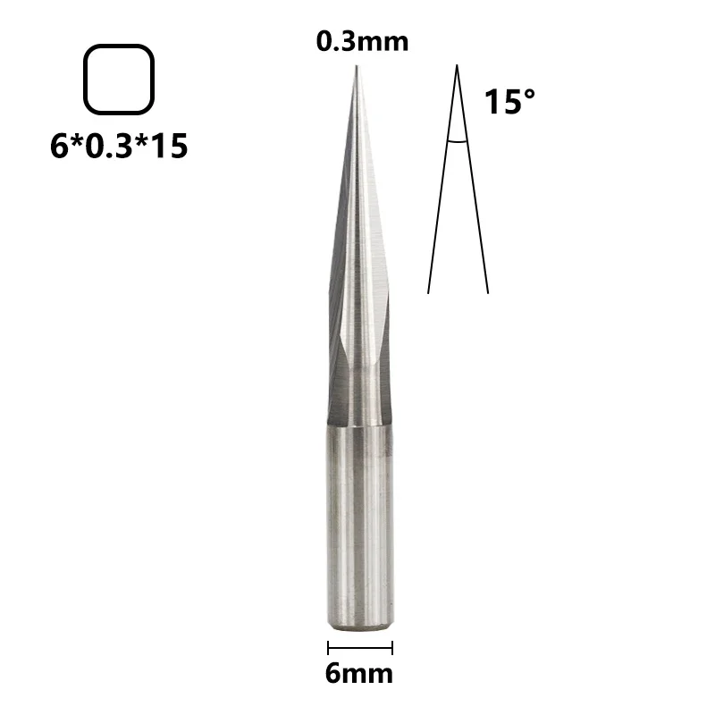 

HAMPTON 0,3-1,0 мм V-образная гравировальная фреза 15-30 градусов, 2 канавки, прямая фреза, хвостовик 6 мм, резьба с ЧПУ для акрилового ПВХ