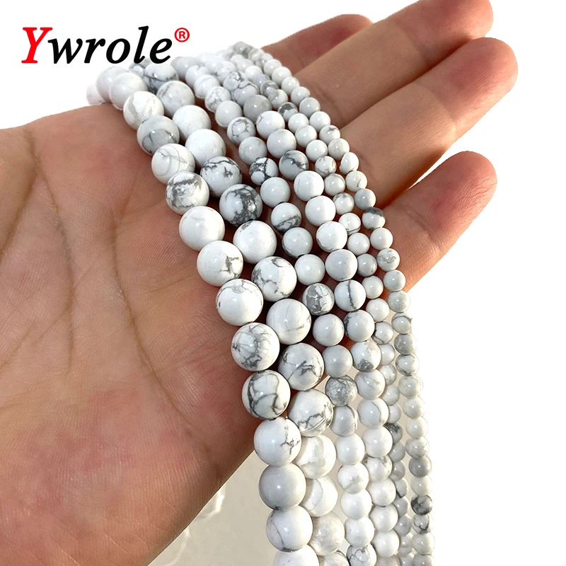 

Natural White Howlite Stone Beads Loose Round Smooth Spacer Bead For Jewelry Making DIY Bracelet Earrings Accessories 4-12MM