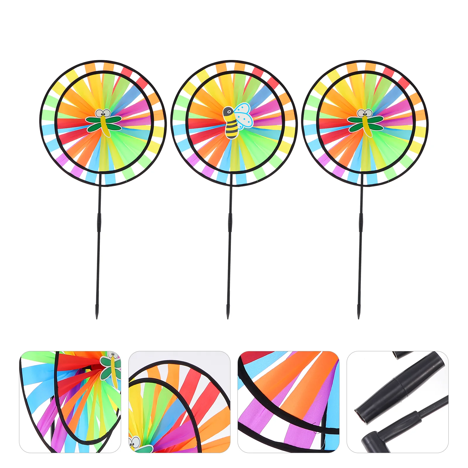 

Plastic Garden Windmill Outdoor Windmills Double Cloth Windmill Colorful Decoration Kid Pinwheel Outdoor Toy Garden Ornament