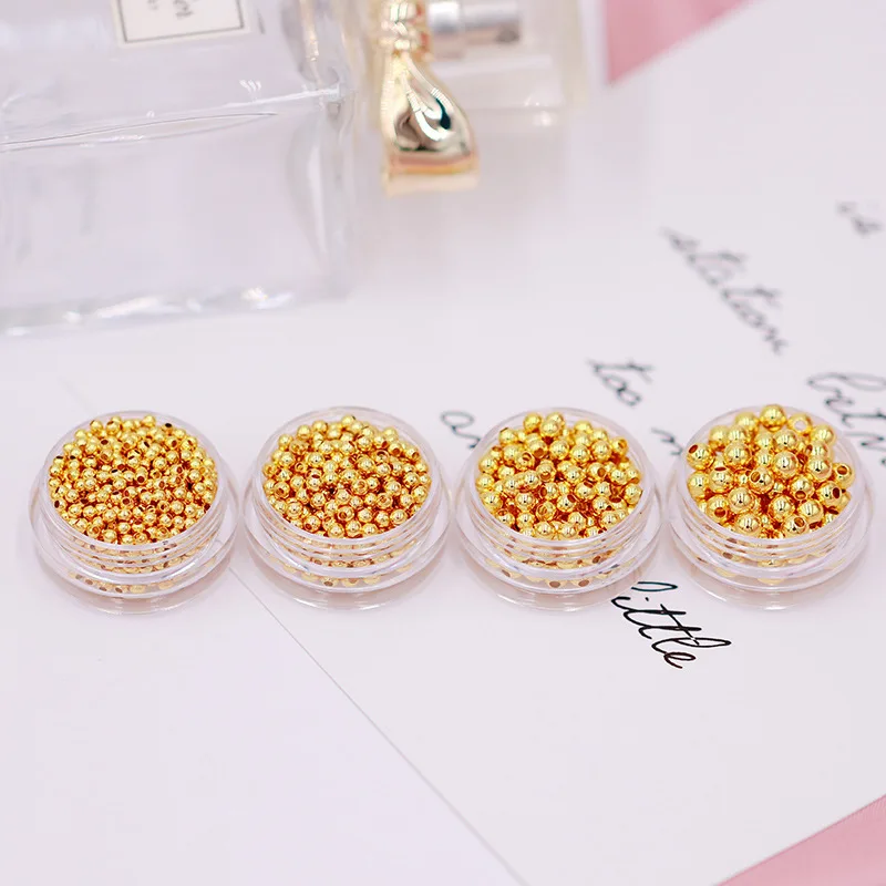 100pcs 2 2.5 3 4 5 6 8mm Real Gold Plated Round Spacer Beads Loose Beads for Jewelry Bracelets Necklace Making DIY Accessories