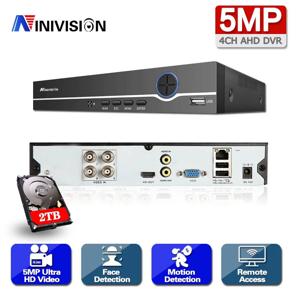 Система видеонаблюдения 6 в 1, 4 канала, 5 МП, AHD, DVR, гибридный видеорегистратор для аналоговой IP-камеры 720P, 1080P, AHD, CVI, TVI