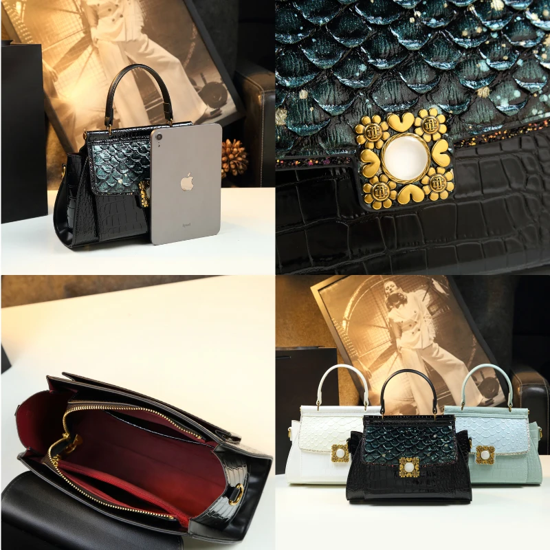 Женские сумки из кожи с крокодиловым узором новинка 2024 модная женская сумка