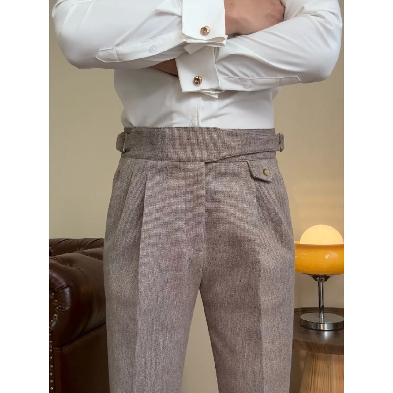 Новые высококачественные серые осенне-зимние толстые шерстяные брюки Gulka High Slim