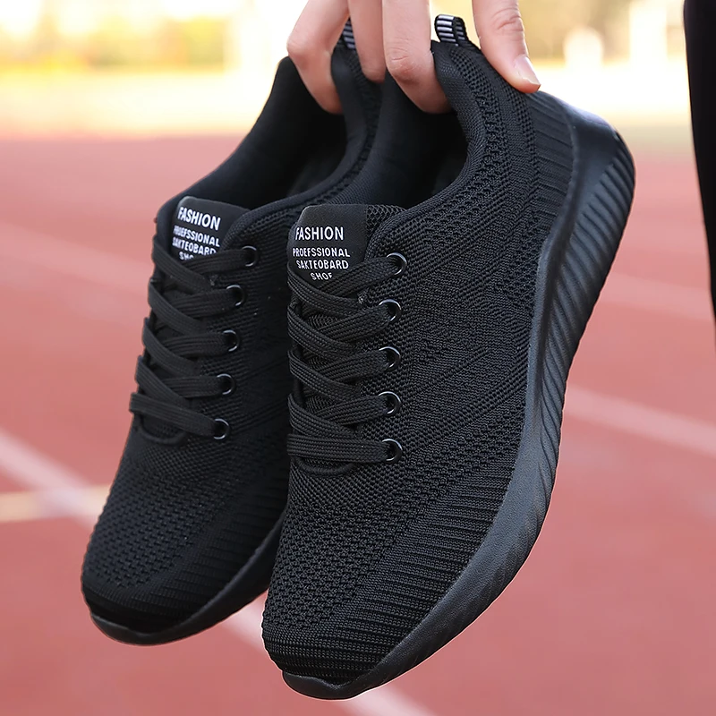 New Fashion Weave Women's Vulcanize Shoes Casual Light Breathable Air Mesh Women Sneakers Outdoor Walking Lace Up Women's Shoes