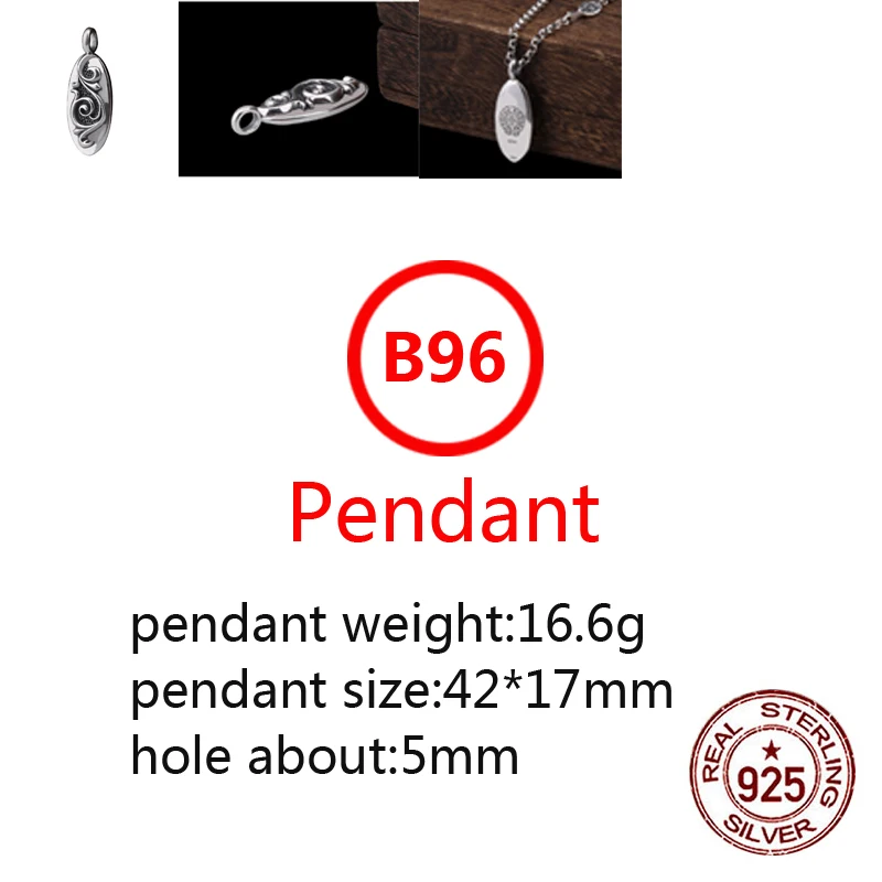 

B96 S925 sterling silver pendant jewelry retro same style popular cross flower hip-hop hip-hop punk style gift for lover