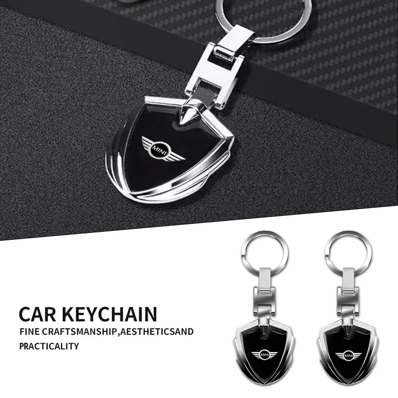Car Keychain Emblem Stying Metal Key Rings Shield Shaped For MINI Cooper One S Clubman R50 R53 R56 R60 F55 F56 R57 R58 R59