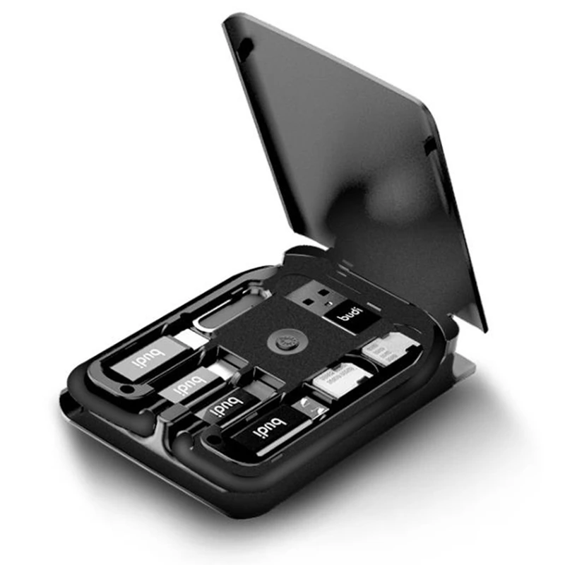 

BUDI Multi-Function Universal Smart Adapter Card Storage Box 15W Wireless Charging For Xiaomi Travel Portable Storage Bag