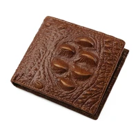vintage genuine leather mens wallet crocodile pattern coin purse luxury business foldable wallet