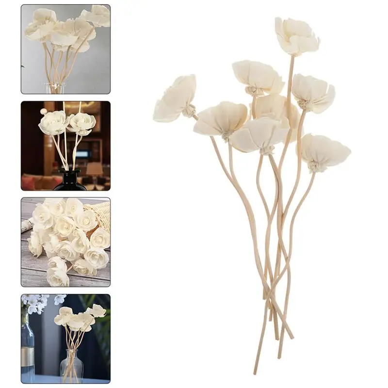 

9pcs Fireless Aroma Dried Flower Cane Essential Oil Diffuser Sticks Aromatherapy Dry Flowers Rattan Grass Flower Simulation