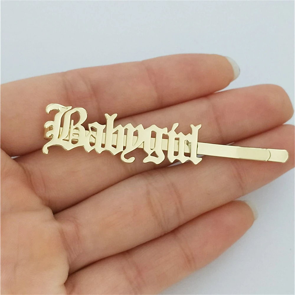 

Custom Jewelry Personalized Hair Clip Stainless Steel Nameplate Hairpins Daughter Hair Pin Children Women Bijoux Party Gift