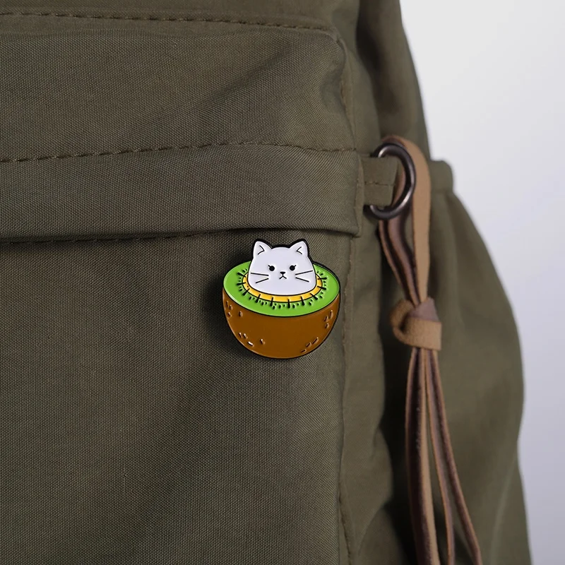

Creative Animal Cat Enamel Pin Sweet Avocado Watermelon Fruit Metal for Backpack Brooch Lapel Custom Jewelry Accessories Gifts
