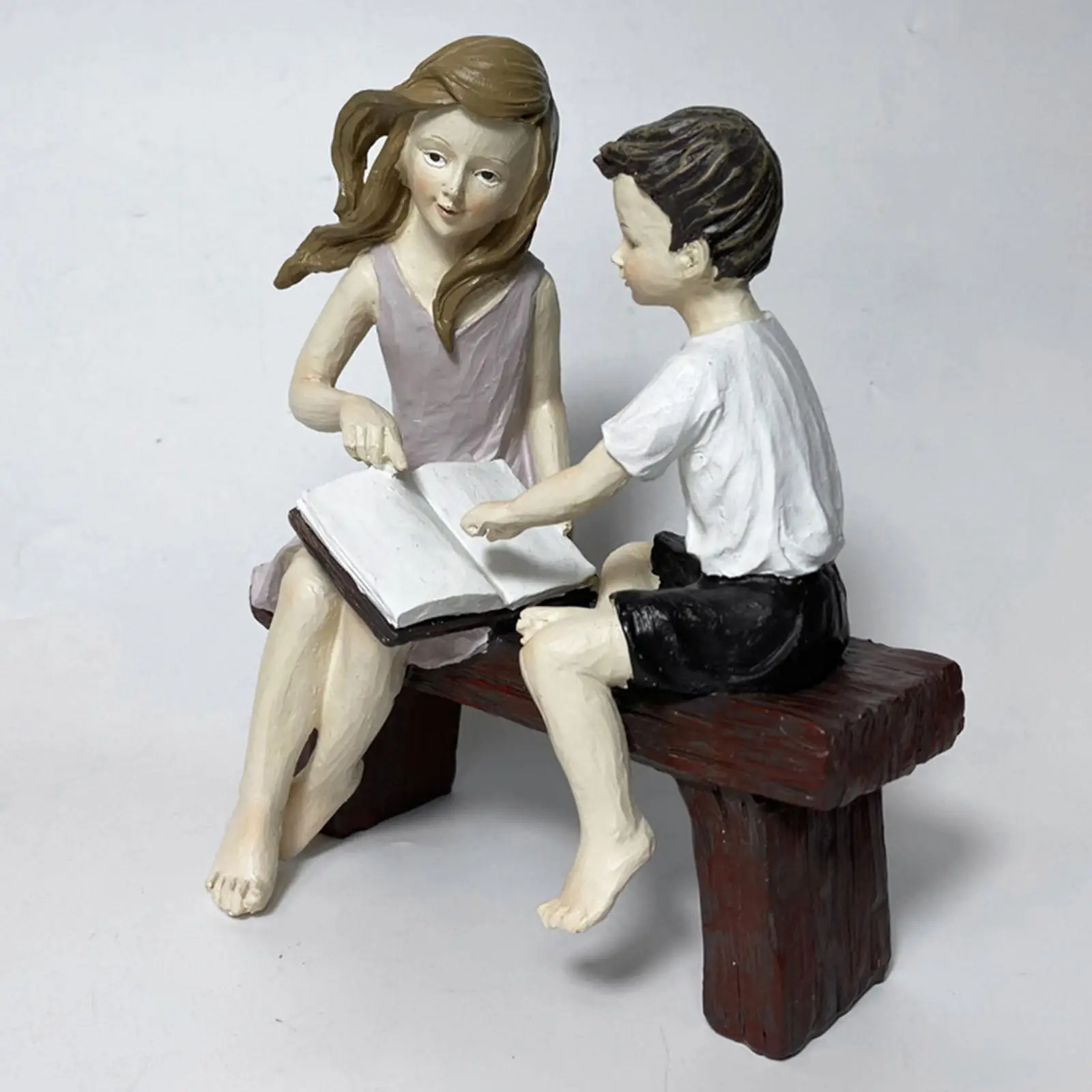 

Modern Reading Sister Brother Figurine Ornament Art Desk Office Gift Resin