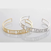 customized name bracelet personalized hollow custom bangles for women rose gold stainless steel christmas jewelry gifts pulseras