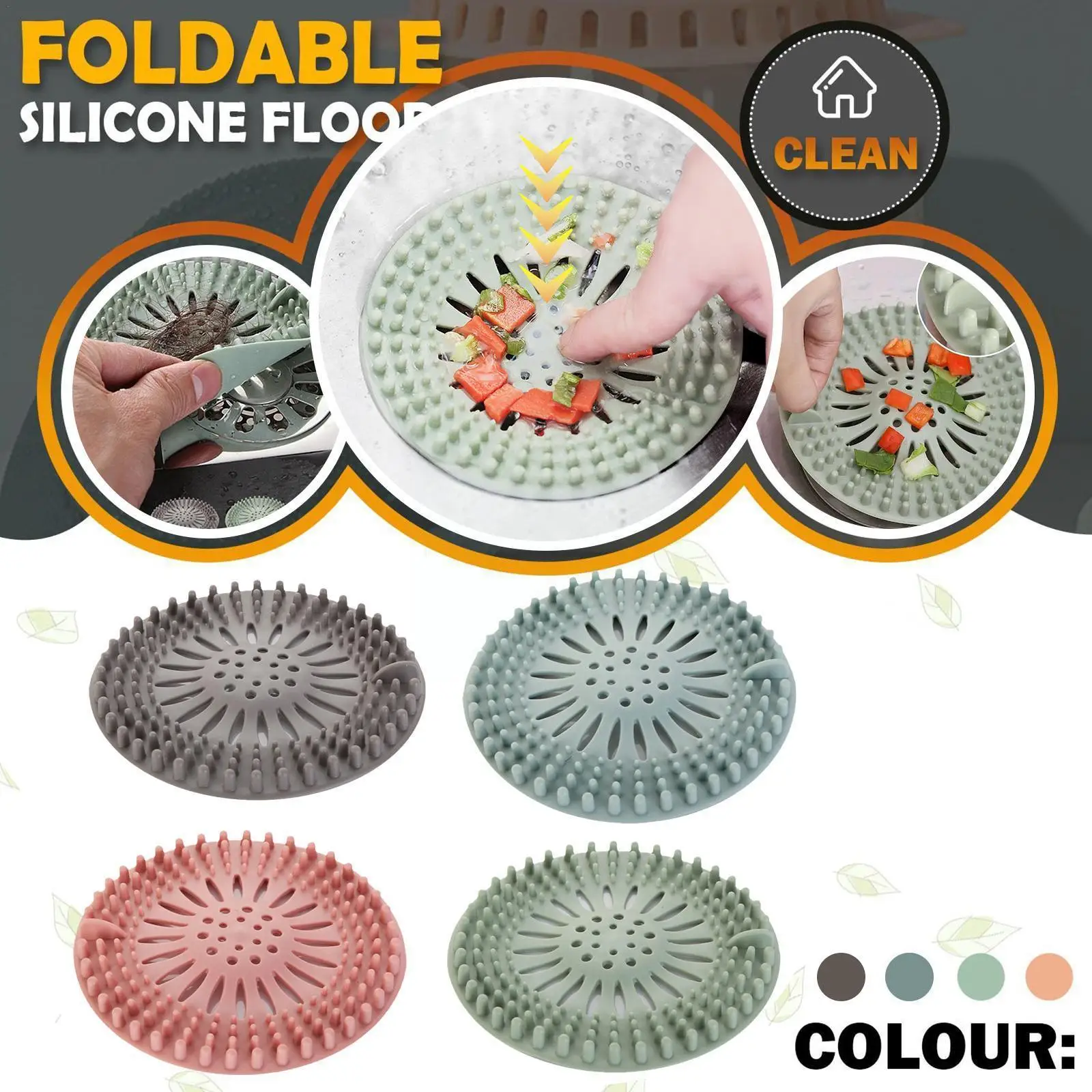 

Hair Catcher Durable Silicone Hair Stopper Shower Drain Covers Easy to Install and Clean Suit for Bathroom Bathtub and Kitc E9B7