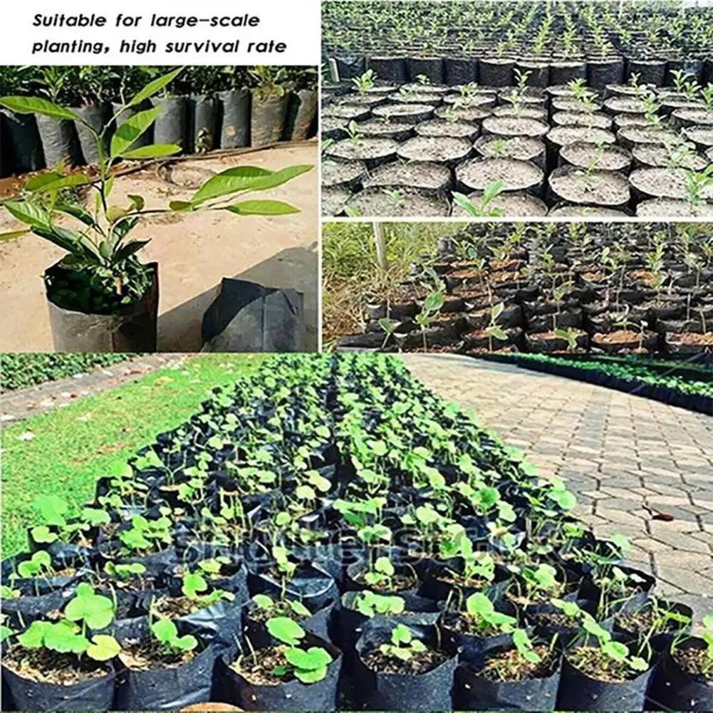 

Пластиковые мешки для питомника, 100 шт., полиэтиленовые мешки для выращивания растений, горшки для рассады с дышащими отверстиями для фрукто...