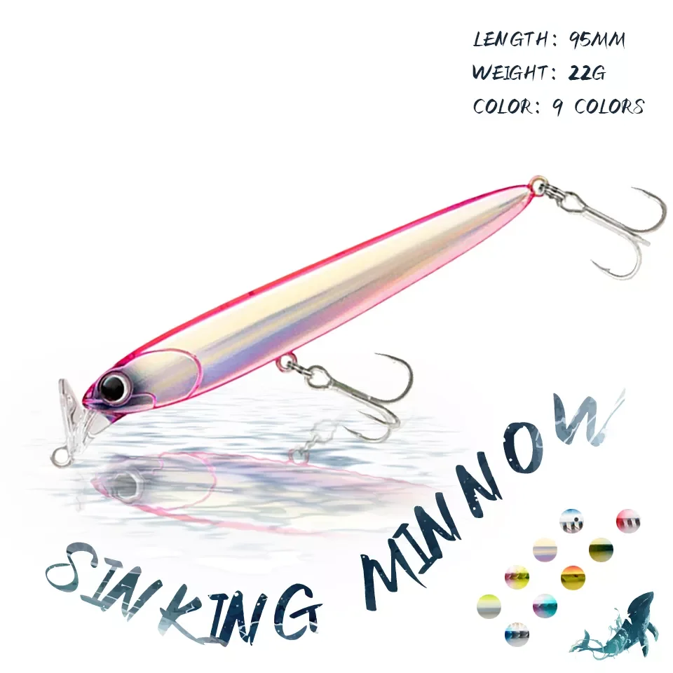 

Рыболовная Приманка в виде гольяна, 95 мм/22 г, объемные глаза, тонущие воблеры, аксессуары для морской рыбалки, снасти, инструменты