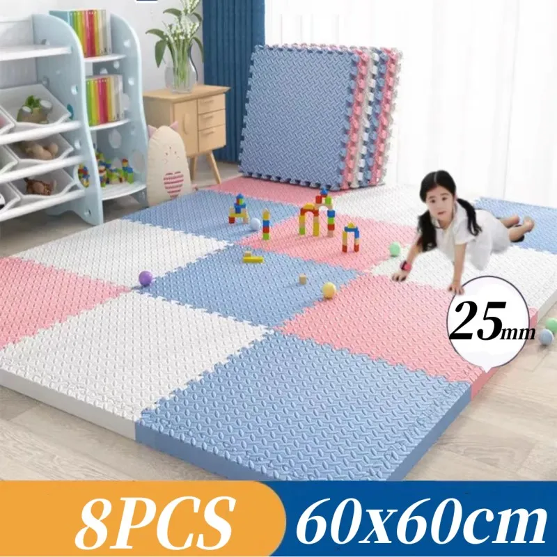 60x60cm Tatame Foot Mat Playmat Puzzle Mat Play Mats Baby Game Mat 8PCS Activities Mat for Baby Thick 2.5cm Baby Mat Floor Mats