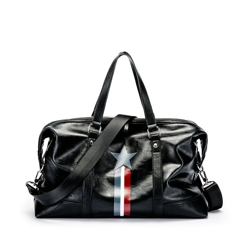 New Fashion Leather Men Travel Bag Portable Luggage Bag Large Capacity Gym Fitness Bag Handbag Duffel Shoulder Bag For Male