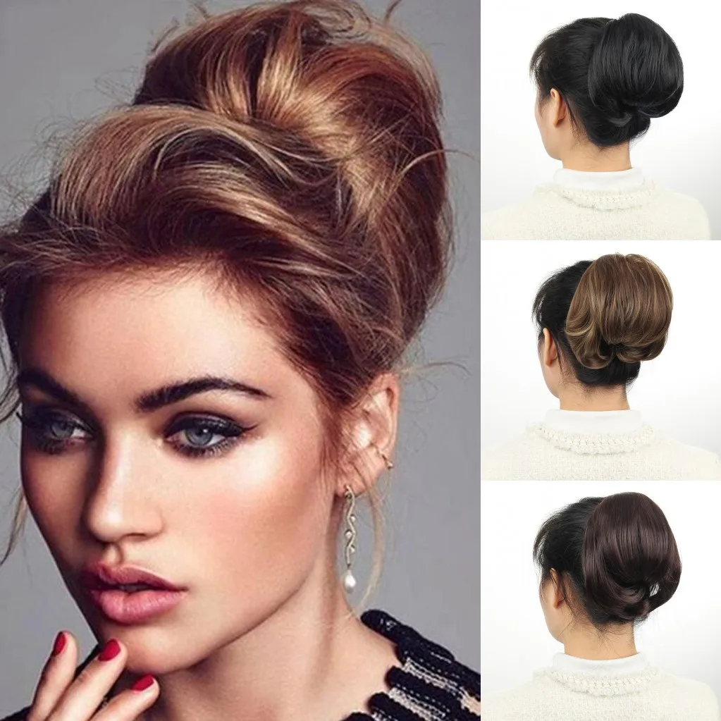 

Спутанные резинки, пучок в виде пончика, синтетический шиньон, прямые эластичные ленты для наращивания волос, термостойкие шиньоны для женщин