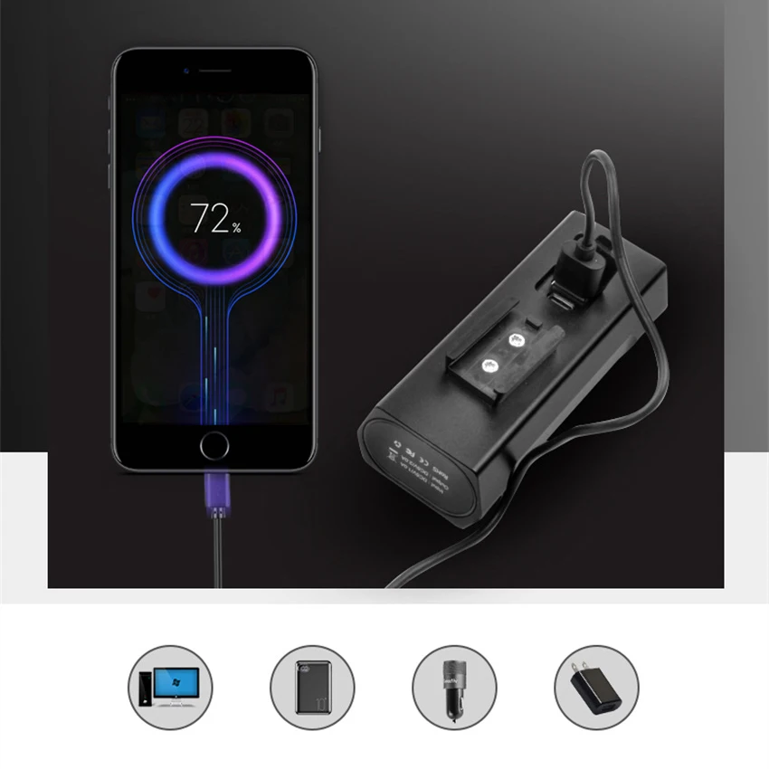 5200 мА/ч велосипедный передний фонарь поворотный кронштейн 360 Cob светодиодная